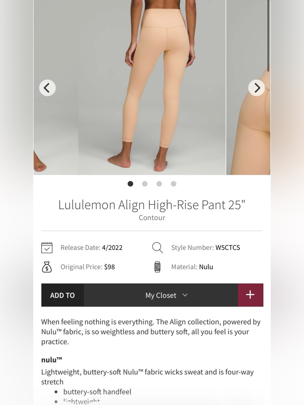 Lululemon Align High-Rise Pant 25" In Contour - Picture 7 of 7
